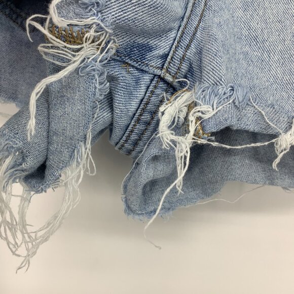 Pacsun Mom Shorts Blue Distressed Denim Fray Cutoff High Rise - Picture 11 of 16